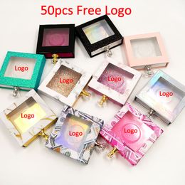 ELB012 1 pairs false eyeLash paper Box fake eyelashes empty boxes lash case with tray 50pcs Logo free