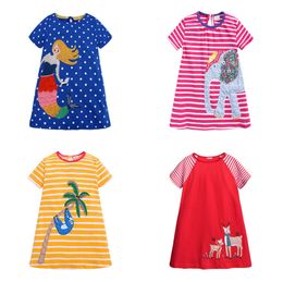 13 Styles Girl Dress Summer Kids Stripes Giraffe Flamingo Animals Stamping Dress Stamping Cotton Casual Toddler Ins Baby Clothing Z11