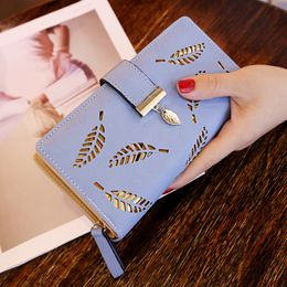 2019 новой корейской версии бумажник длинный мешок руки способа полых листьев женщин молнии пряжки бумажник
