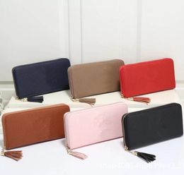 classic women zipper wallet vertical long style wallet women tassel purses clutch wallets leather designer purse card holder free