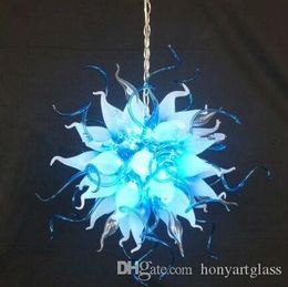 Art Glass American Blue Flower Chandelier Pendant Lamps Hand Made Blown Chandeliers Custom Light