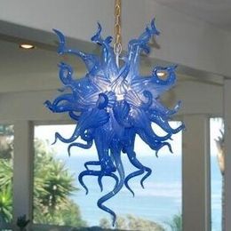 Modern Indoor LED Lighting Chandelier Small Size Blue Color Hot Decoration Style Hand Blown Glass Crystal Chandelier Light