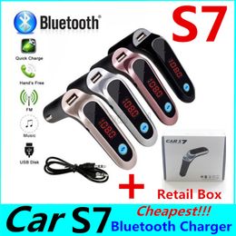 Car Accessories BT Adapter S7 FM Transmitter Bluetooth Car Kit Hands Free FM Radio Adapter with USB output Car Charger with Retail Box