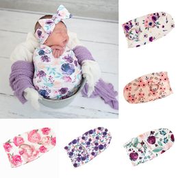 Newborn Infant Baby Swaddle Sleeping Bags Baby Muslin Blanket + Headband Baby Soft Cocoon Sleep Sack with Headband 2pcs Set A253