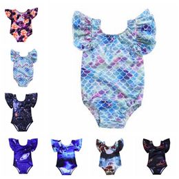 Kids Swimwear Mermaid Girls Bikini Ins One-Pieces Swim Rompers 3D Star Swimsuits Animal Printed Bathing Suits Summer Casual Beachwear C5567