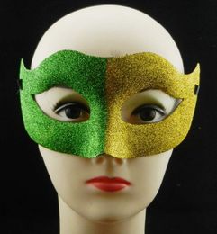 New carnival fans mask gold powder painted half face two-color mask plastic shiny Halloween Christmas Ball Party gift