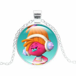 Anime Necklace Trolls Poppy Pattern Pendant Necklace for Women Kids