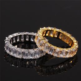 Hip-hop Men's Ring 18k Yellow White Gold Plated Micro-inlaid Large Zircon Ring Finger Rings Hot New Model