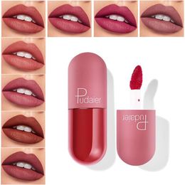 Pudaier 18 colors capsule lipstick matte lipstick lip makeup long lasting Waterproof velvet liquid lipstick mini pill lip gloss 90pcs/lot