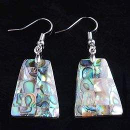 Geometric Trapezoidal Dangle Earring Natural Abalone MOP Shell Natural Gem Paua Mother of Pearl 5 Pairs