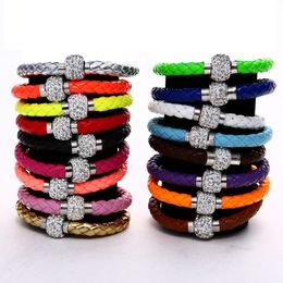 women bracelet magnetic buckle snap wrap bracelets genuine leather rhinestone High fashion jewelry