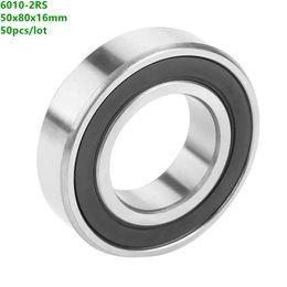 50pcs/lot 6010RS 6010-2RS 6010 2RS RS 50*80*16mm Double Rubber sealed Deep Groove Ball bearing 50x80x16mm