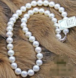 Genuine natural 9-10MM freshwater pearl necklace 18 inch bright send mother woman free shipping