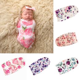 Newborn Infant Baby Swaddle Sleeping Bags Baby Muslin Blanket + Headband Baby Soft Cocoon Sleep Sack with Headband 2pcs Set 15304