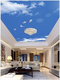 Blue sky living room bedroom ceiling mural Ceiling Frescoes Living Room Bedroom Ceiling Wall Papers Home Decor