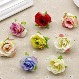 LOT 10pcs Mini Roses Artificial Flower Heads DIY Handmade Hairclip Wreath Wedding Car Decoration Fake Flowers flores artificiais