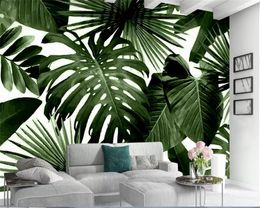 beibehang Vintage Tropical Rainforest Palm Banana Leaf 3d Wallpaper Home Decor Living Room TV Background wallpaper for walls 3 d