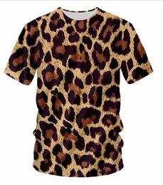 New Fashion Leopard O Neck T-shirt Large Size Leisure 3D Printing Personality Loose Fitness Workout Tee Shirts DX04