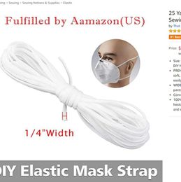 100 Yard 1/4 Inch Wide Elastic String Cord Bands Rope Other Home Textile for Sewing Crafts DIY Mask