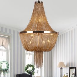 Contemporary Pendant Lamps S Gold/Silver/Bronze Chandeliers Indoor Lighting Italian Tassel Aluminium Chain for Living room Foyer Home Decor