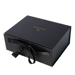 Luxury Magnetic Wine Paper Packaging Gift Box with Silk Ribbon Handle Lusury gift box packaging