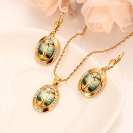 loyal 1 Mother Virgin Mary Necklace & Earrings Pendant Set 9 K Fine Solid Gold GF CZ Catholic Religious crystal Jewellery Set Gift