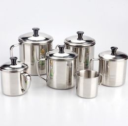 Stainless Steel Tumblers 8cm 9cm 10cm 11cm 12cm Camping Mugs Travelling Outdoor Cup Portable Hiking Sports Cup With Lid GGA3470-2