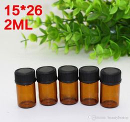 Best Selling 2ML Amber Mini Glass Bottle , 2CC Amber Sample Vials, Small Essential Oil Bottle With Orifice Reducer And cap Free Ship