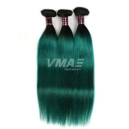 VMAE Brazilian Human Hair Weaves 3 Bundles Natural Soft Straight Weft Two Tone #1B/Green Ombre Color Virgin Hair Extensions