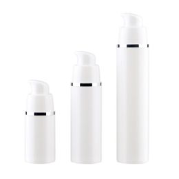 15 30 50ML White Empty Airless Pump Bottles Vaccum Travel Lotion Pump Containers Airless Lotion Dispenser Refillable Cosmetic Bottle LX9234