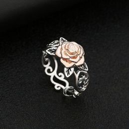 Rose Gold Flower Ring Vintage Silver Plated Ring Jewellery Wholesale for European and American Women