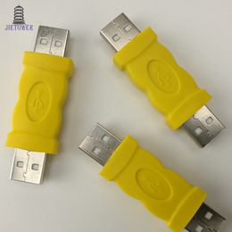 300pcs/lot USB connector yellow Colour New USB 2.0 A Male plug to A Male plug Adapter USB M/M Converter