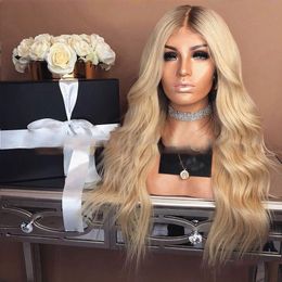 Deep Wave Golden Wigs Long Curly Hair Gradient Synthetic Hair Wig Wholesale