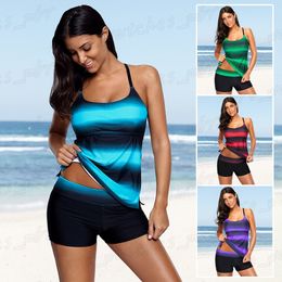 New Arrival Fashion Polyester Large Plus Size Swim Coat Tankinis Women Two Piece Swimsuit Backless Striped With Bra H115