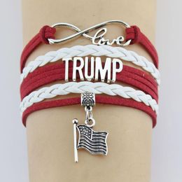 Trump 2020 Weaving Bracelet Make America Great Again Commemorative Wristband USA Banner President Fashion Bracelet Election Supplies XD22813