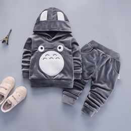 Neue Herbst Winter Kinder Set Jungen Samt Hoodies Tops Hosen 2 stücke Trainingsanzug Lässige Mode Baby Jungen Kleidung Set