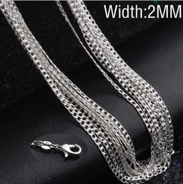 925 Sterling Silver Necklace Genuine Chain Solid Jewellery for women 16-30 inches Fashion Curbwith Lobster Clasps Free Shipping GD128
