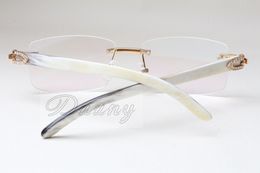 Wholesale-square frames, T3524012 white lenses, natural mixed horns, eyeglassessize:56-18-140mm frames for men and women