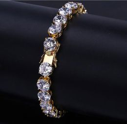 Mens 14K Gold Iced Out Bracelet 8mm Bling Bling Bracelets with Locked Clasp Cubic Zircon Bracelets Hip Hop,31g