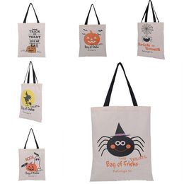 Halloween Tote Bags Handle Pumpkin Shopping Bags Festival Gifts Bag Halloween Canvas Bag 6 Styles 25PCS