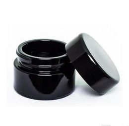 Non-Stick 5ml Cosmetic Black Glass Jar Packaging Bottles with Classic Screw Top Empty Jars Concentrate Container