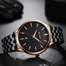 Fashion Quartz Watches for Men CURREN New Men's Watch Stainless Steel Band Clock Male Blue Wristwatch Causal Business Watch245l