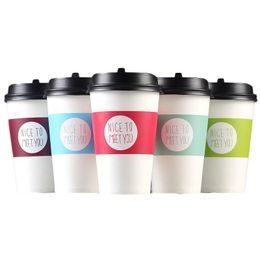 Disposable Cup sleeve for disposable cups White cardboard paper coffee tea juice sleeves Adjustable size Customised