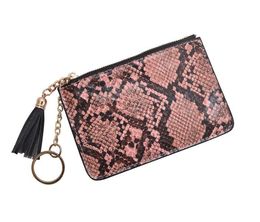 20pcs Women PU Snakeskin Coin Purses Ultra-thin Short Flap Min Wallet With Tassel