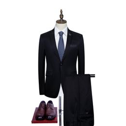 Men's suits black gentleman new men's suit 2-piece suit wedding groom dress men's business casual formal suit set custom made