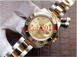 Christmas Gift Top Quality NEW Mens Watch Wristwatch Gold Dial Sapphire Black Bezel 116613LB WATCH Automatic 40mm Mens Watch Watches