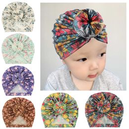 15578 Vintage Europe Infant Baby Boys Girls Hat Florals Donut Headwear Child Toddler Kids Beanies Turban Hats Babies Hat