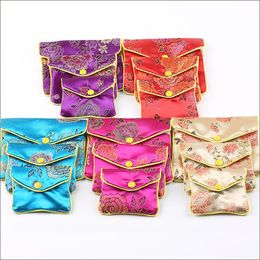 120pcs 3 size Cheap Small Zipper Coin Purse Bag Chinese Silk Brocade Jewellery Pouch Gift Bag Pouches Women Mini Bags Wholesale 6x8cm 8x10cm 10x12 cm
