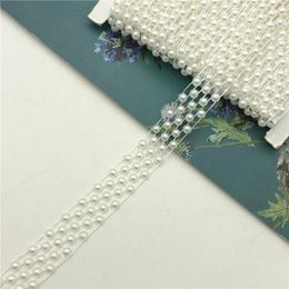 vintage sewing trim UK - Vintage Embroidered Pearl beaded ribbon Lace Edge Trim Wedding Ribbon Applique DIY Sewing