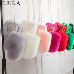 Faux fox fur Mittens Female Gloves Lined pu Glove Russian winter Removable Chain Fur White Gloves womens fashion gloves D19011005